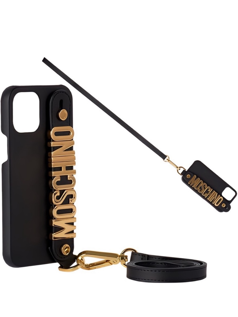 NWT Moschino iPhone 12 12 Pro Gold Logo Crossbody Case